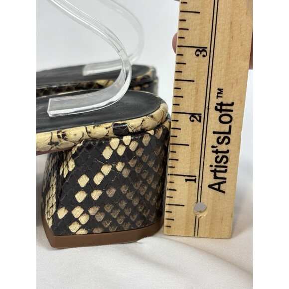 Free People Petra Strappy Sandals Cream Black Snake Print Size 38 Low Block Heel - Picture 5 of 12